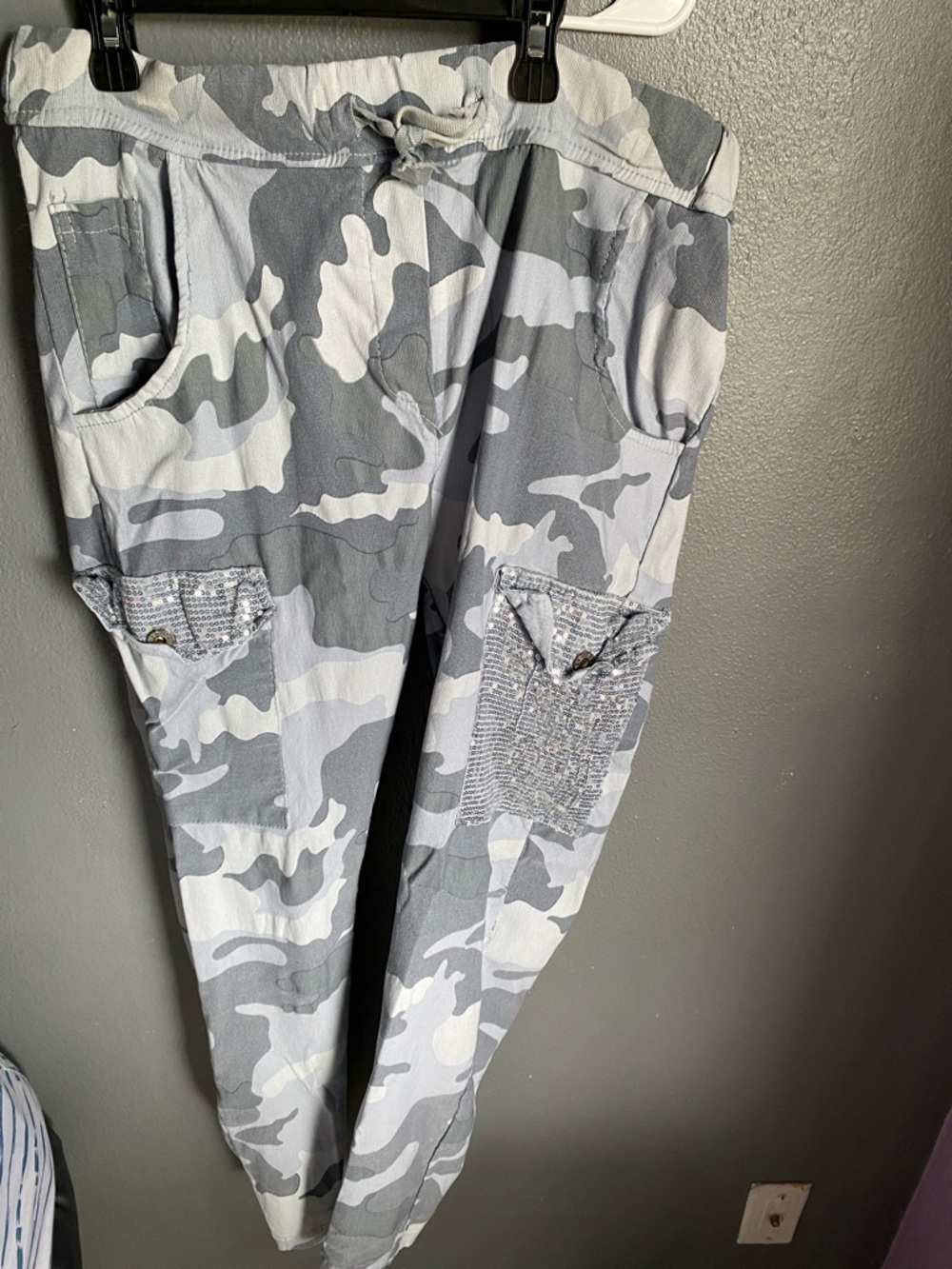 Gray & White Camo Cargo Joggers